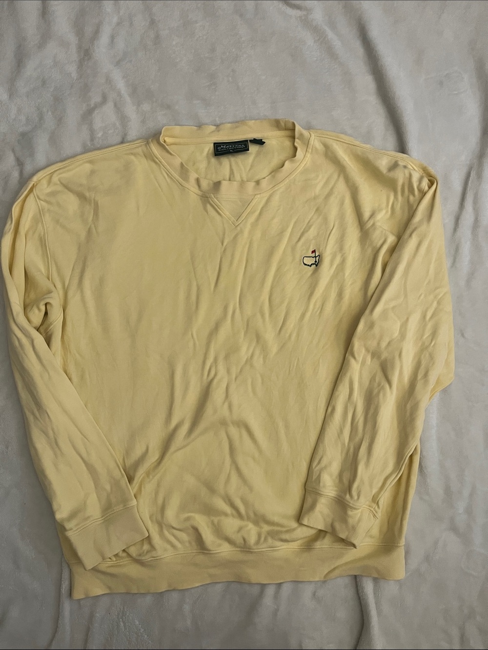 Masters Pale Yellow Crewneck Sweater with Embroidered Logo